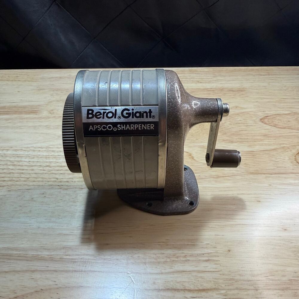 Vintage Berol Giant APSCO Wall Desk Mount Metal Crank 6Hole PENCIL SHARPENER USA